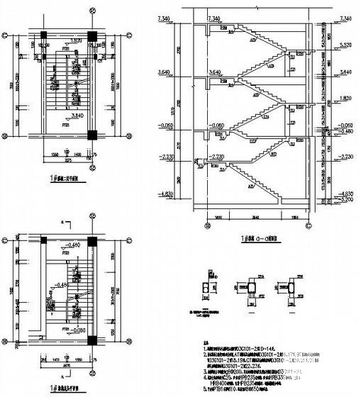 框架结构学校办公楼结构CAD施工图纸（带消防水池）(基础平面图) - 4