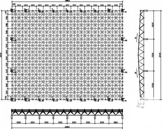 正放四角锥螺栓球网架结构CAD施工图纸（独立基础） - 1