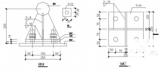 正放四角锥螺栓球网架结构CAD施工图纸（独立基础） - 3