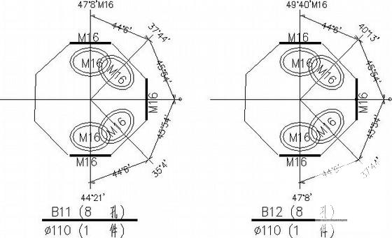正放四角锥螺栓球网架结构CAD施工图纸（独立基础） - 4