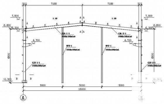 独立基础电器厂房钢结构CAD施工图纸(带吊车梁) - 2