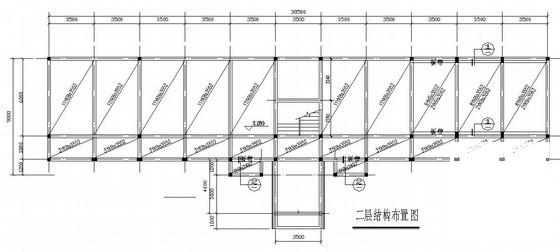 2层砖混结构小办公楼结构施工图纸（建筑施工CAD图纸坡屋顶）(基础平面图) - 1
