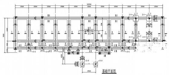 2层砖混结构小办公楼结构施工图纸（建筑施工CAD图纸坡屋顶）(基础平面图) - 3