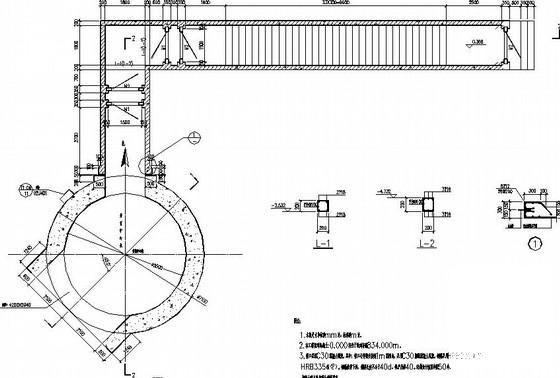 风井锁口盘及安全地道出口结构CAD施工图纸(平面图) - 1