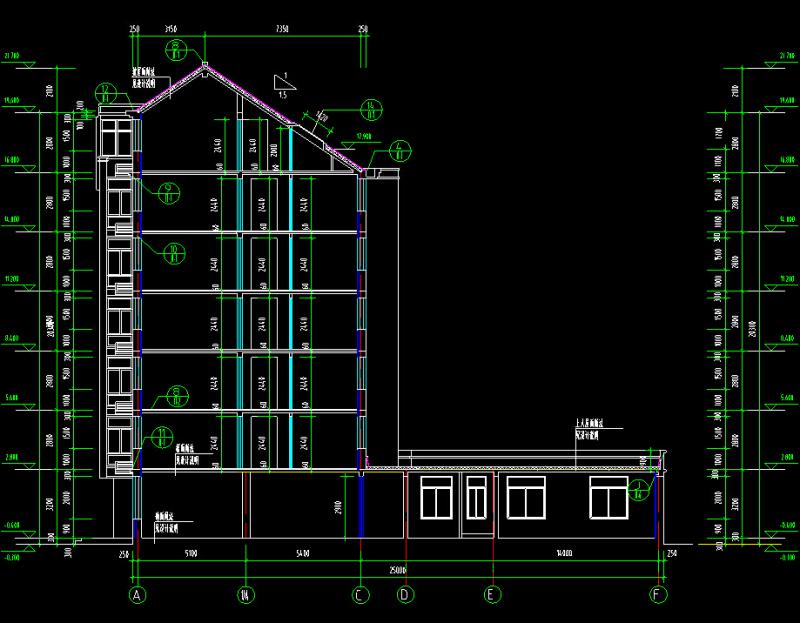 多层商住楼建筑设计方案（CAD施工图纸） - 2
