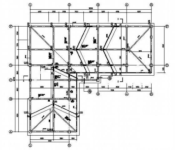 3层桩基础框架L型食堂结构CAD施工图纸 - 2