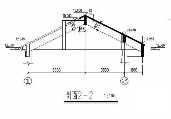 3层桩基础框架L型食堂结构CAD施工图纸 - 4