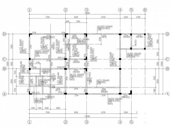 柱下独基3层框架住宅楼结构CAD施工图纸（6度抗震）(平面布置图) - 1