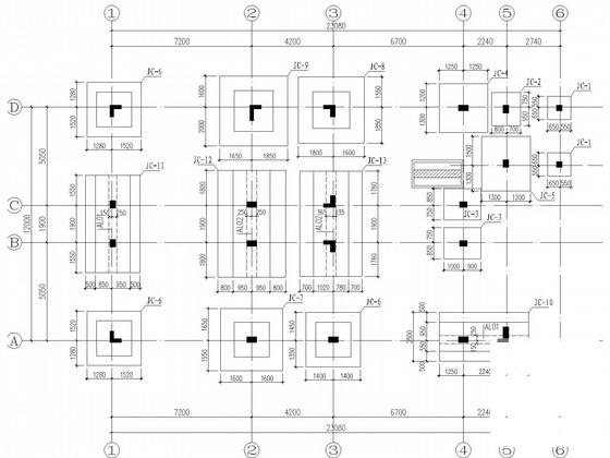 柱下独基3层框架住宅楼结构CAD施工图纸（6度抗震）(平面布置图) - 2