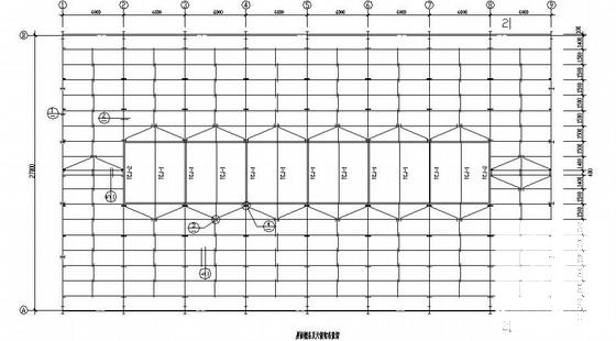 27米跨门式刚架厂房结构CAD施工图纸（独立基础）(平面布置图) - 2