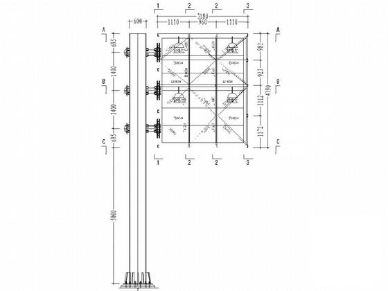 户外F型立柱LED显示屏结构CAD施工图纸 - 2