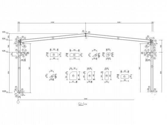 带吊车梁21米跨门式刚架厂房结构CAD施工图纸 - 1