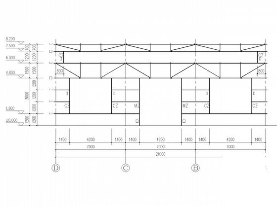 带吊车梁21米跨门式刚架厂房结构CAD施工图纸 - 5
