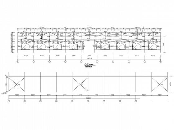 54米三联跨门式刚架厂房结构CAD施工图纸(建施)(平面布置图) - 3