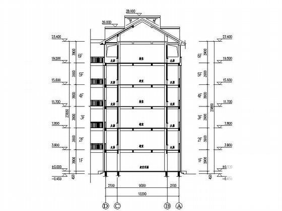 中学6层教学楼建筑方案设计图纸(平面图) - 2