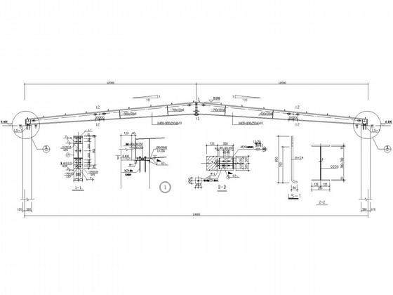 24米跨混凝土柱门式刚架厂房结构CAD施工图纸(基础平面图) - 1