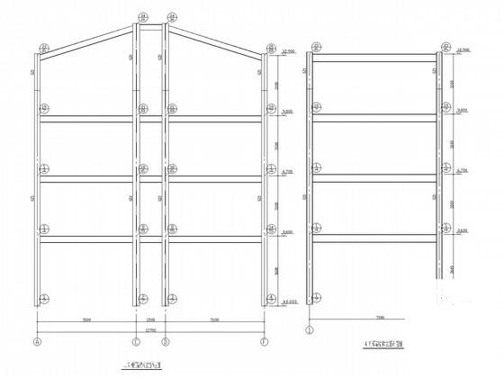 坡屋顶4层钢框架综合楼结构CAD施工图纸（8度抗震） - 1