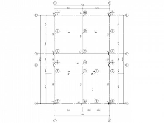 坡屋顶4层钢框架综合楼结构CAD施工图纸（8度抗震） - 2
