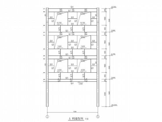坡屋顶4层钢框架综合楼结构CAD施工图纸（8度抗震） - 4