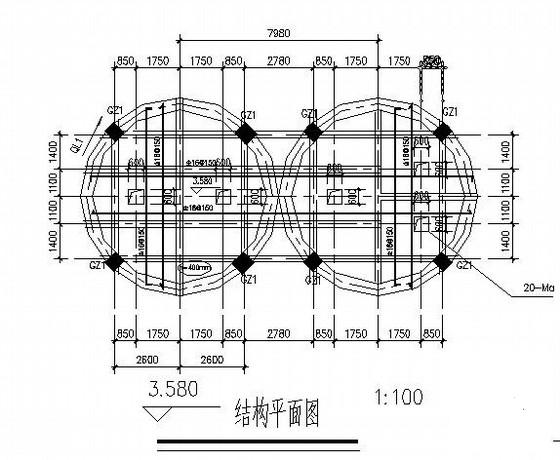 水泥厂库房及附属结构建筑结构CAD施工图纸(平面布置图) - 3