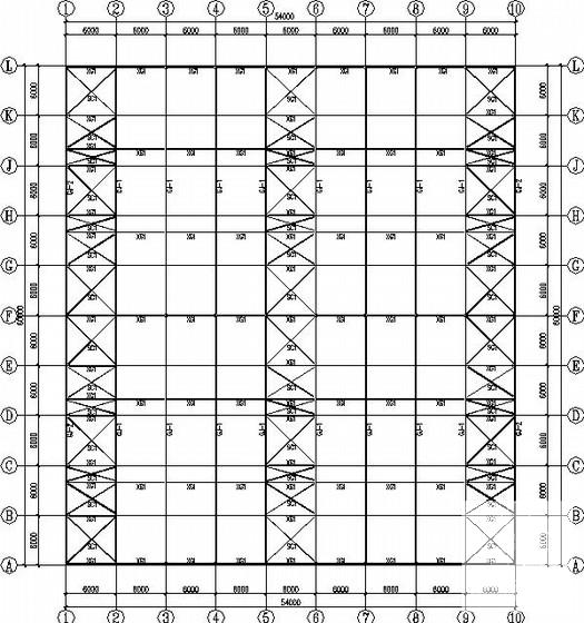 60米跨门式刚架厂房结构CAD施工图纸(带雨篷)(平面布置图) - 2