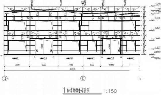 38米两连跨带吊车门式刚架厂房结构CAD施工图纸 - 2