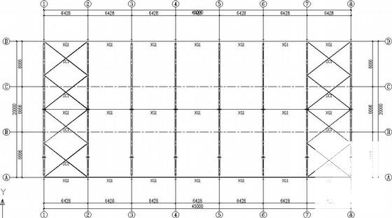 45X20米钢门式刚架厂房结构CAD施工图纸（7度抗震）(平面布置图) - 1