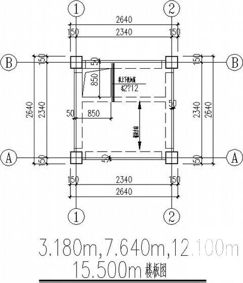 5层钢框架景观塔结构CAD施工图纸（独立基础）(平面布置图) - 3