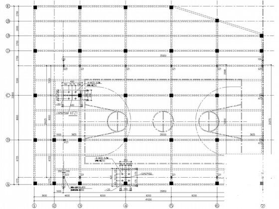 独立基础门式刚架篮球馆结构CAD施工图纸(建施)(屋顶平面图) - 1