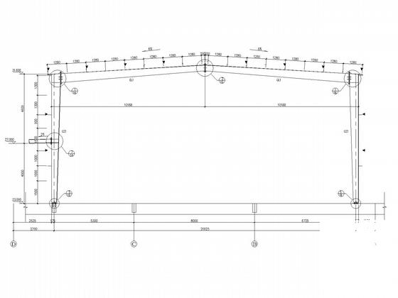 独立基础门式刚架篮球馆结构CAD施工图纸(建施)(屋顶平面图) - 5
