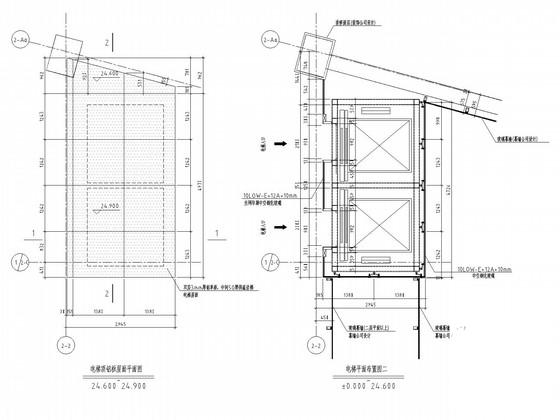 观光电梯钢框架结构CAD施工图纸(幕墙结构)(平面布置图) - 1