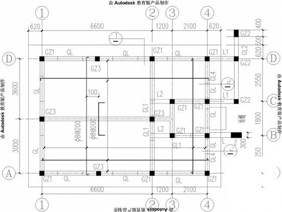 6.6米X10米单层砌体结构CAD施工图纸（7度抗震） - 1