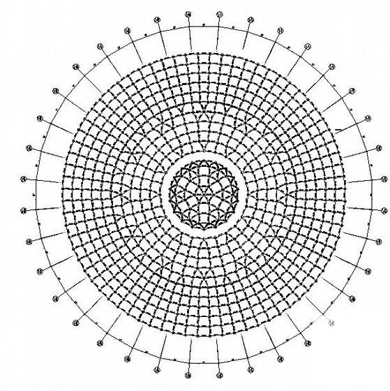 84米直径圆形网壳结构体育馆结构CAD施工图纸(平面布置图) - 1