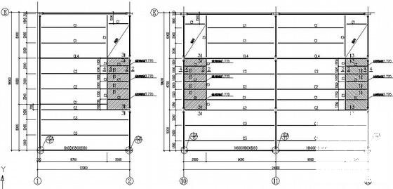 局部3层门式刚架厂房结构CAD施工图纸(平面布置图) - 2