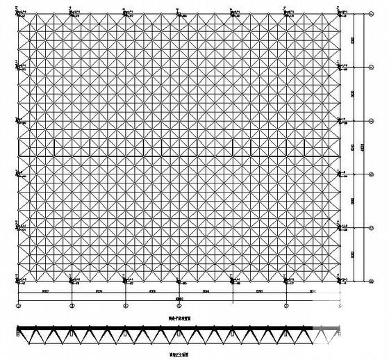 体育馆大型网架结构屋面结构CAD施工图纸(混凝土柱子) - 1