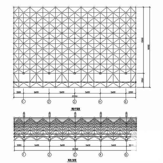 网架结构中学运动场看台结构CAD施工图纸（原创单面支撑悬挑网架）(网架设计) - 1