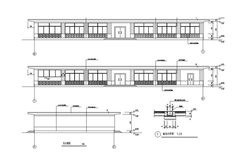 3套现代独栋餐厅建筑设计方案CAD施工图纸(钢筋混凝土结构) - 1