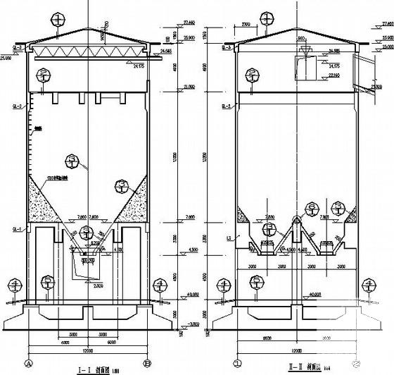 直径12米钢筋混凝土圆筒仓结构CAD施工图纸(平面布置图) - 1