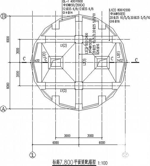 直径12米钢筋混凝土圆筒仓结构CAD施工图纸(平面布置图) - 3