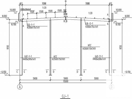 单层局部2层门式刚架售楼部结构CAD施工图纸（7度抗震） - 2