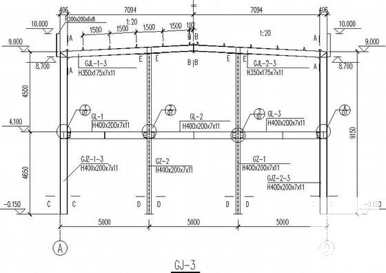 单层局部2层门式刚架售楼部结构CAD施工图纸（7度抗震） - 3