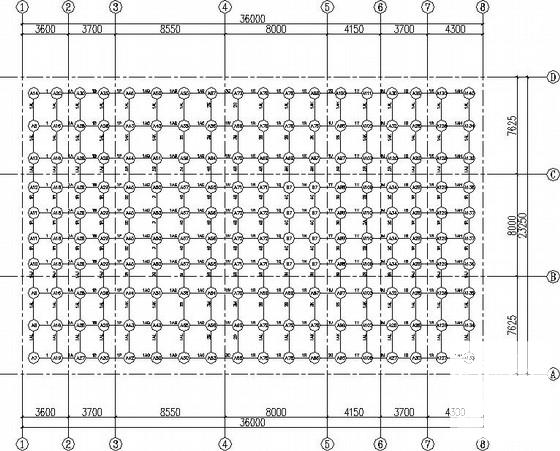 正放四角锥碳钢网架结构CAD施工图纸（7度抗震）(平面布置图) - 2
