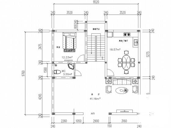 两层钢结构别墅结构CAD施工图纸（建施） - 2