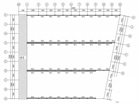 单层门式刚架结构扩建厂房结构CAD施工图纸（72X80）(平面布置图) - 4