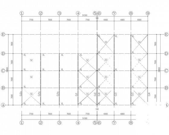 综合市场多层门式钢架结构CAD施工图纸(建施)(平面布置图) - 1