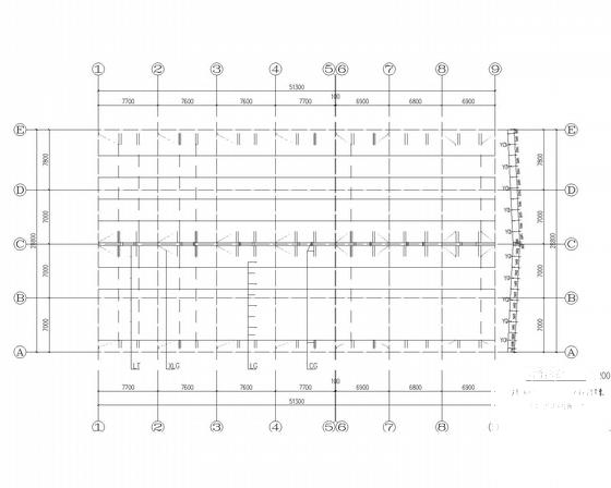 综合市场多层门式钢架结构CAD施工图纸(建施)(平面布置图) - 4
