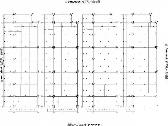 局部5层钢框架厂房结构CAD施工图纸(平面布置图) - 1