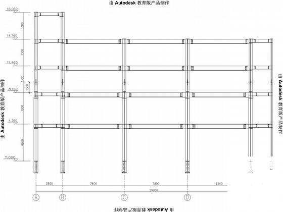 局部5层钢框架厂房结构CAD施工图纸(平面布置图) - 3