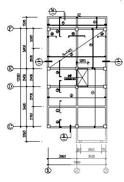 4层框架别墅结构CAD施工图纸（建筑图纸）(基础平面图) - 3