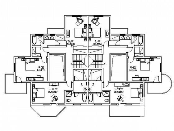 3层双拼别墅建筑CAD图纸 - 3